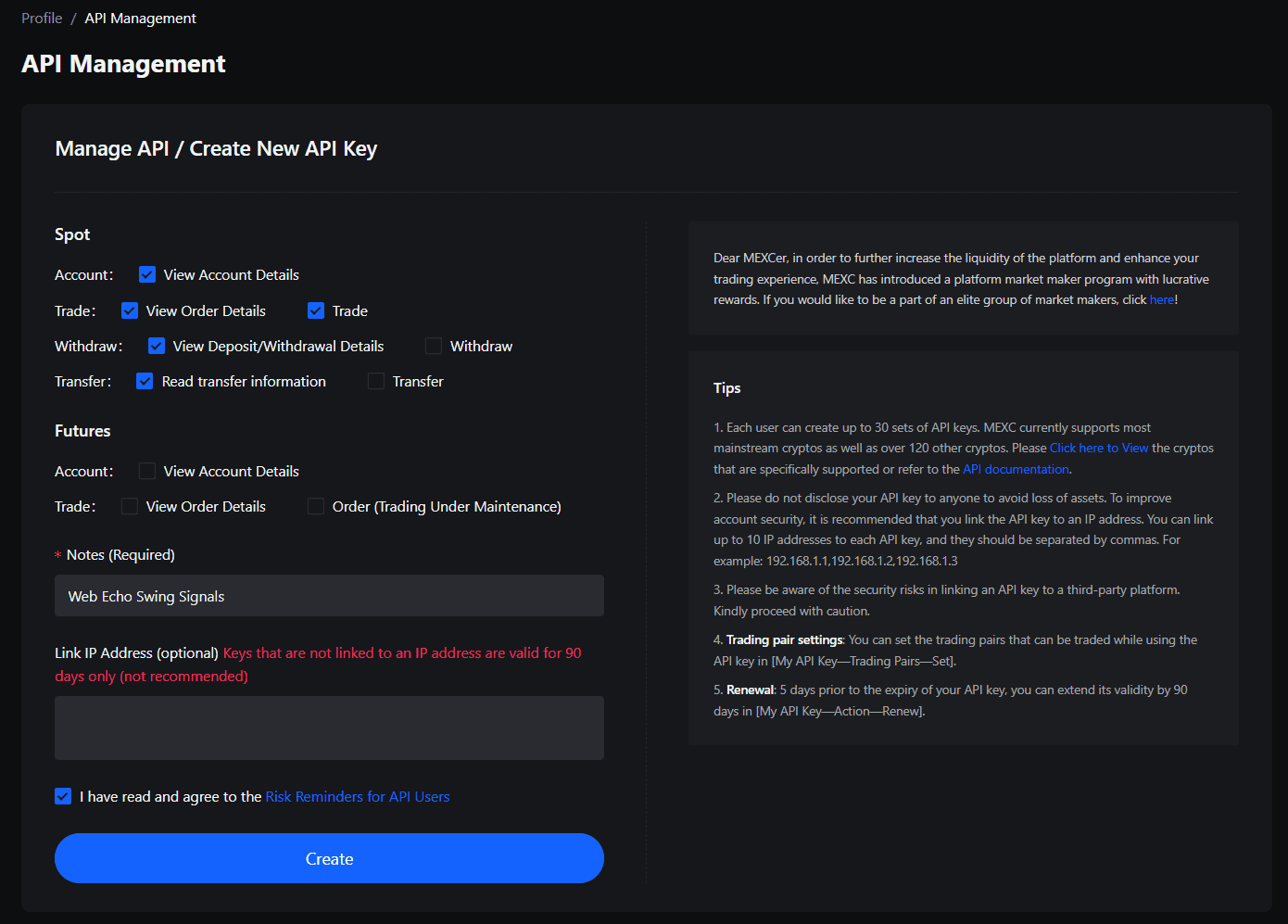 Echo swing trading automation configuration